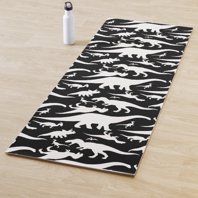 Black and White Dinosaur Pattern Yoga Mat (In Situ)