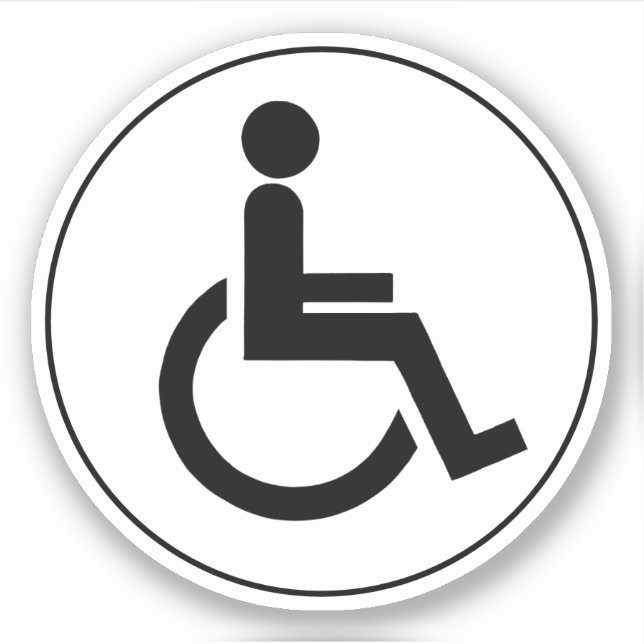 Black and White disabled handicap symbol Round  (Front)