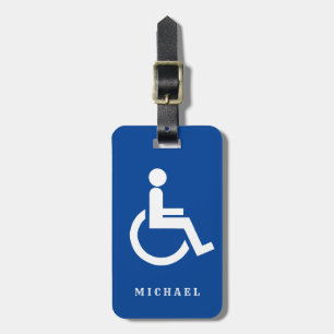 Black and White disabled handicap symbol Round Luggage Tag