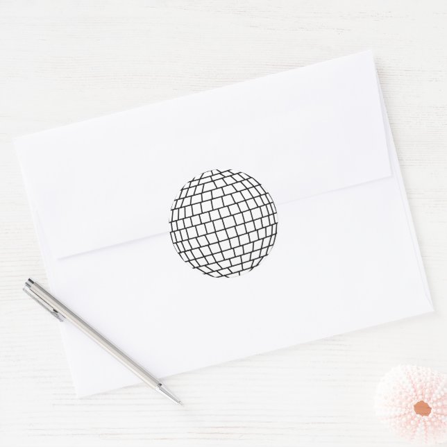 Black and White Disco Ball Classic Round Sticker (Envelope)