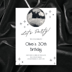 Black and white disco ball party  invitation