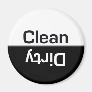 Black and White Dishwasher Clean-Dirty Magnet