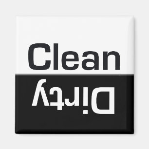 Black and White Dishwasher Clean-Dirty Magnet