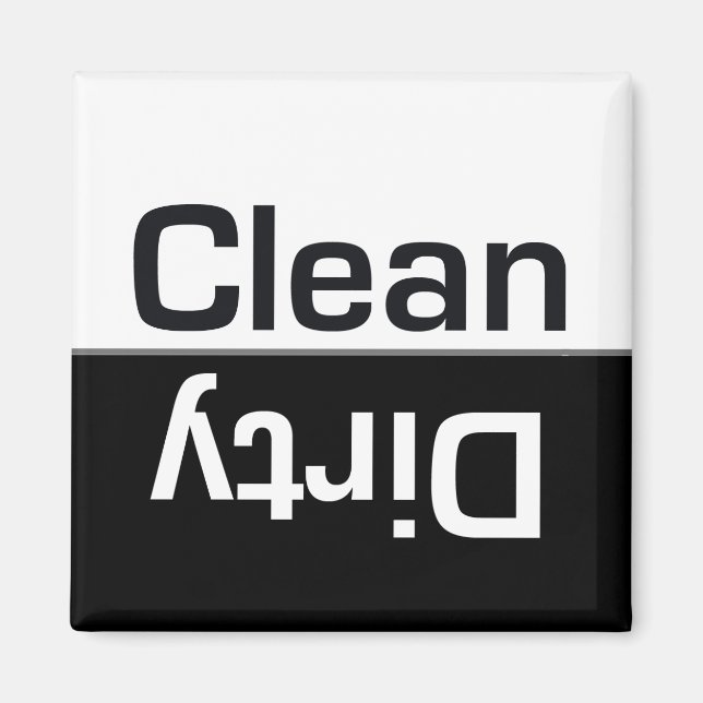 Black and White Dishwasher Clean-Dirty Magnet (Front)