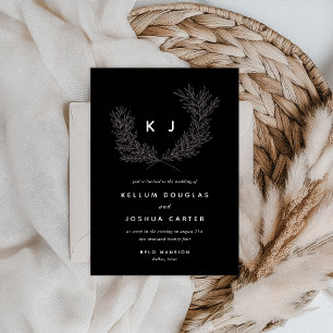 Black and White Distinguished Monogram Wedding Invitation
