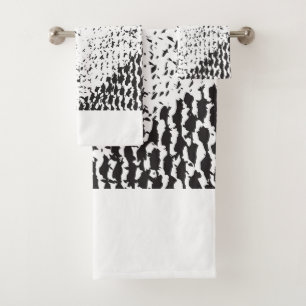Black and White Distress grainy Bath Towel Set