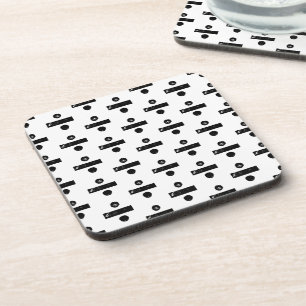 Black and White "Divide" Math Symbol Lino Cut Coaster