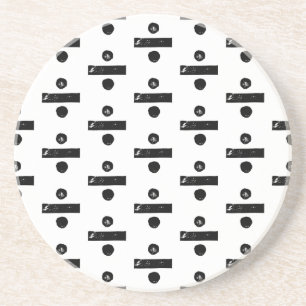 Black and White "Divide" Math Symbol Lino Cut Coaster