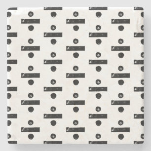 Black and White "Divide" Math Symbol Lino Cut Stone Coaster