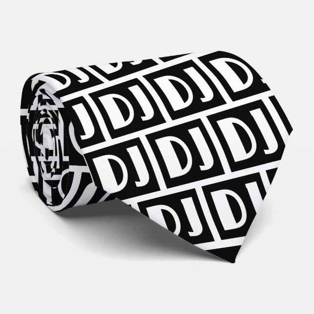 black and white DJ design Tie (Rolled)
