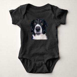 Black and White Dog Face Baby Bodysuit
