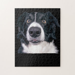 Black and White Dog Face Jigsaw Puzzle