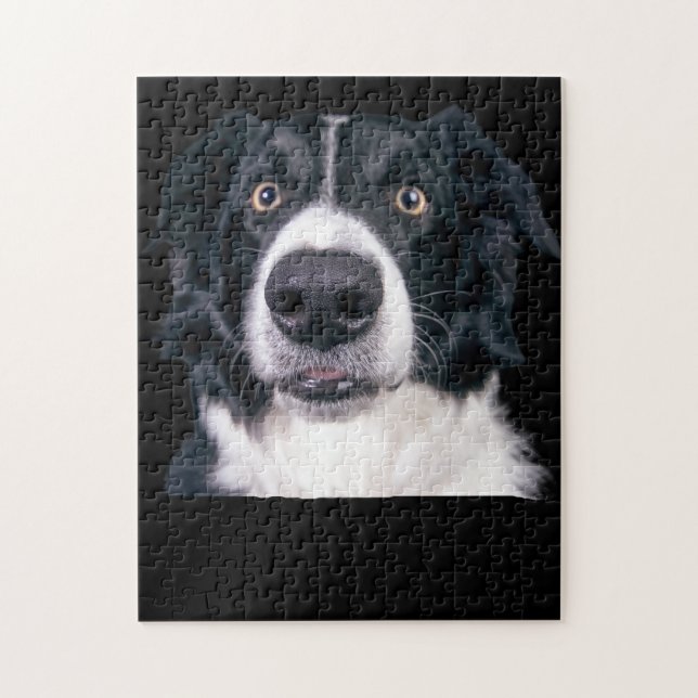 Black and White Dog Face Jigsaw Puzzle (Vertical)