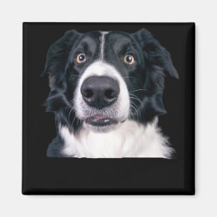 Black and White Dog Face Magnet