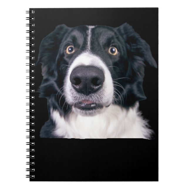 Black and White Dog Face Notebook (Front)