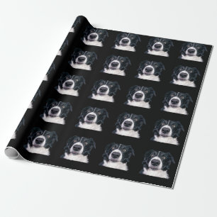 Black and White Dog Face Wrapping Paper