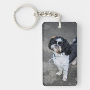 Black and white dog key ring