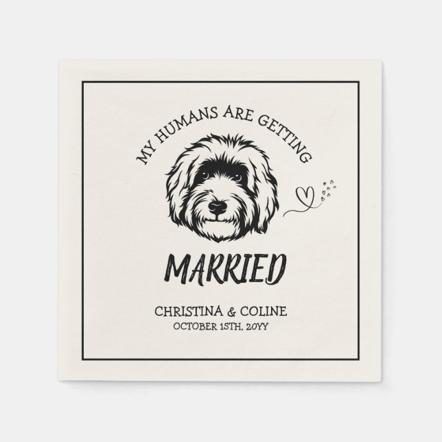 Black and White Dog Modern Fun Simple Wedding  Nap Napkin (Front)