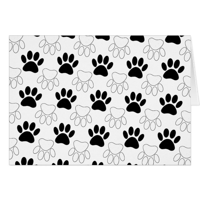 Black And White Dog Paw Print Pattern (Front Horizontal)