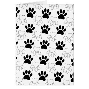 Black And White Dog Paw Print Pattern