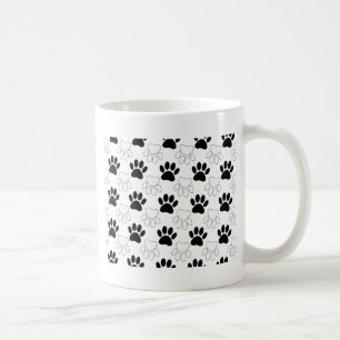 Black And White Dog Paw Print Pattern Coffee Mug
