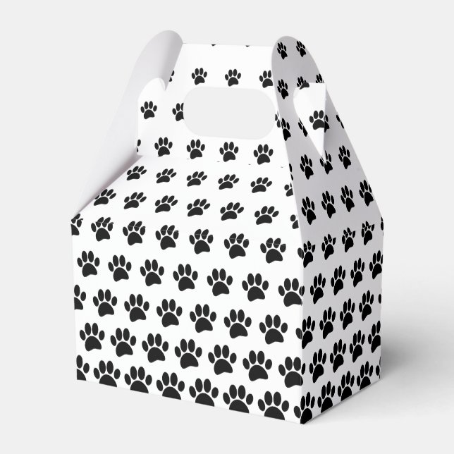 Black and White Dog Paw Print Pattern Custom  Favour Box (Front Side)