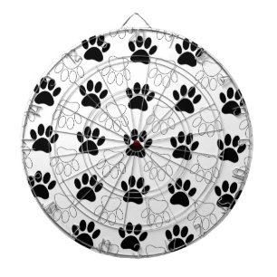 Black And White Dog Paw Print Pattern Dartboard