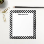 Black And White Dog Paw Prints With Custom Text Notepad<br><div class="desc">The middle is white and the border is black with a pattern of white dog paw prints. There is also a personalizable text area on the top in black beautiful script font.</div>