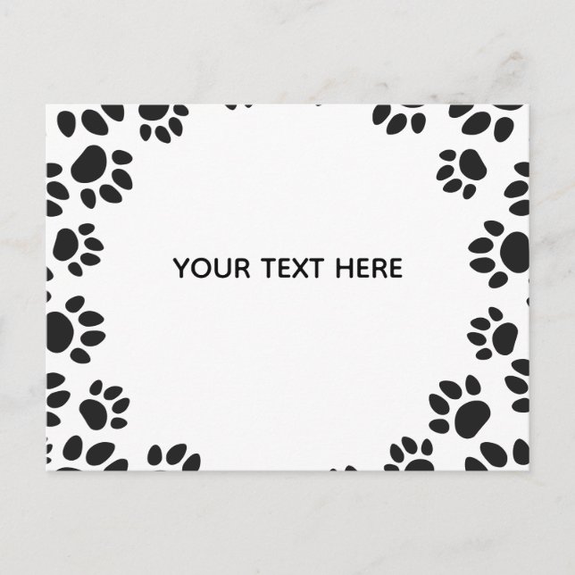 Black and White Dog Paws Custom Postcard (Front)