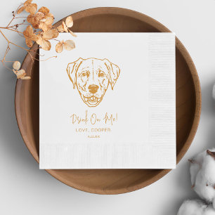 Black and White Dog Personalised Wedding Napkin