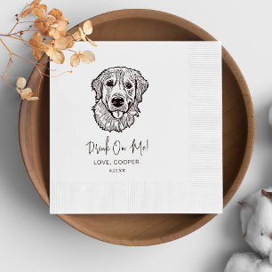 Black and White Dog Personalised Wedding Napkin