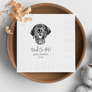 Black and White Dog Personalised Wedding Napkin