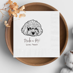 Black and White Dog Personalised Wedding Napkin