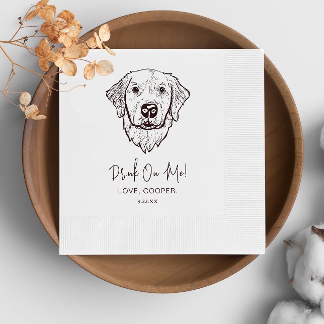 Black and White Dog Personalised Wedding Napkin (Creator Uploaded)