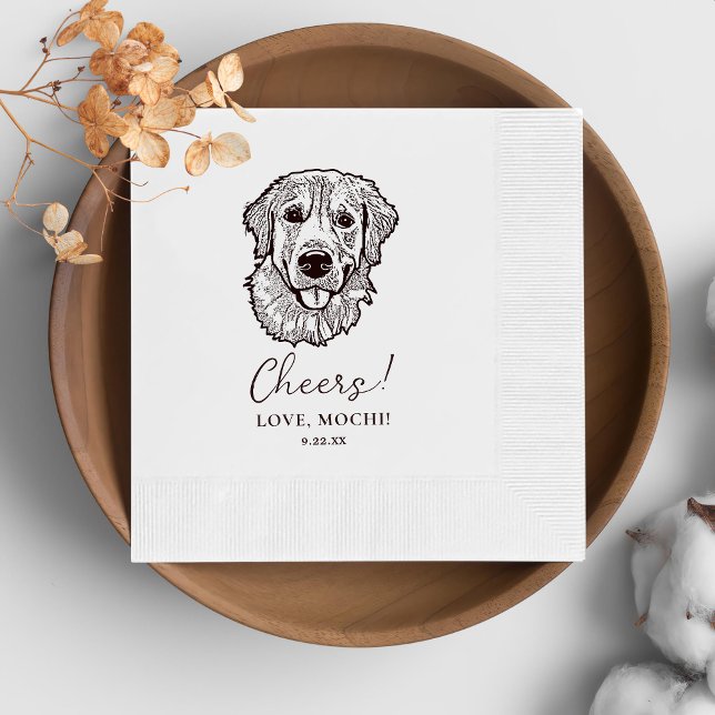 Black and White Dog Personalised Wedding Napkin (Creator Uploaded)