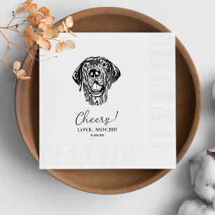 Black and White Dog Personalised Wedding Napkins