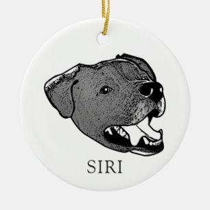 Black And White Dog Personalized Ceramic Ornament