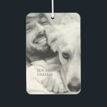 Black and White Dog Photo  Car Air Freshener<br><div class="desc">The black and white dog photo air freshener for dog lovers. This monochrome design looks great with black and white photos.</div>
