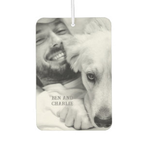 Black and White Dog Photo  Car Air Freshener