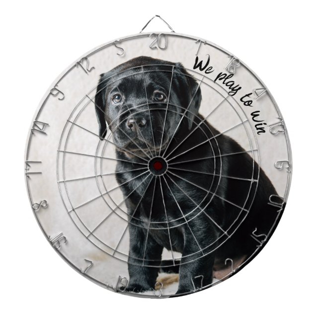 Black and White Dog Photo  Dartboard (Front)
