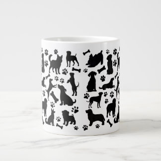 Black and White Dog Silhouette Large Coffee Mug