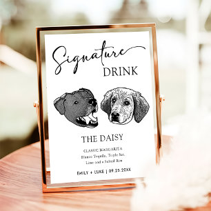 Black And White Dog Wedding Signature Drink Sign