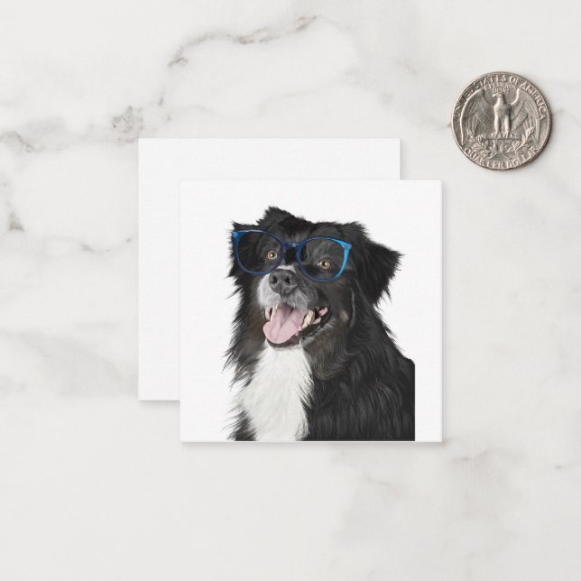 Black and White Dog with Glasses Blank Inside Card (Front/Back In Situ)
