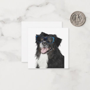 Black and White Dog with Glasses Blank Inside Card