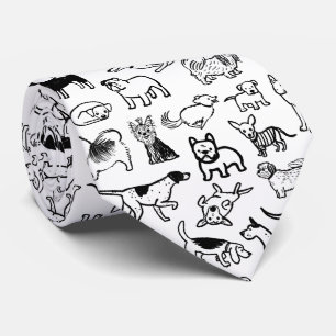 Black and White Dogs Pattern   Cool Canine Lover's Tie