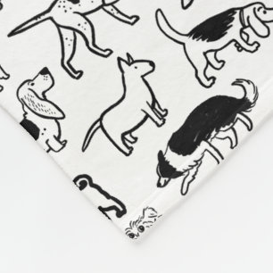 Black and White Dogs Pattern   Cute Canine Lover's Fleece Blanket