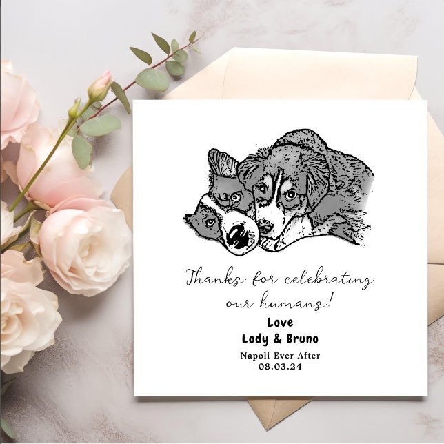 Black And White Dogs Personalised Cheers Napkins (Creator Uploaded)