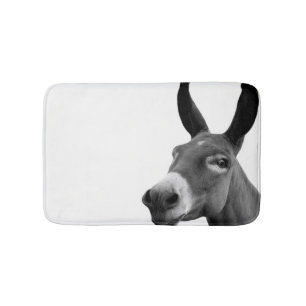 Black and white donkey animal photo bath mat