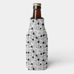 Black and white doodle jelly fish pattern bottle cooler