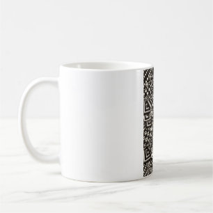 Black and White Doodle Pattern Trippy Monochrome Coffee Mug